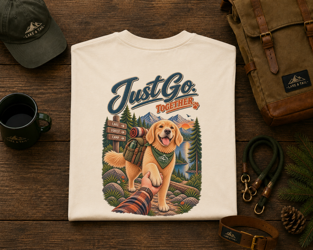 Golden Retriever T-Shirt | Just Go Together | Lake & Tail