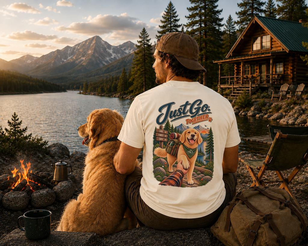 Golden Retriever T-Shirt | Just Go Together | Lake & Tail