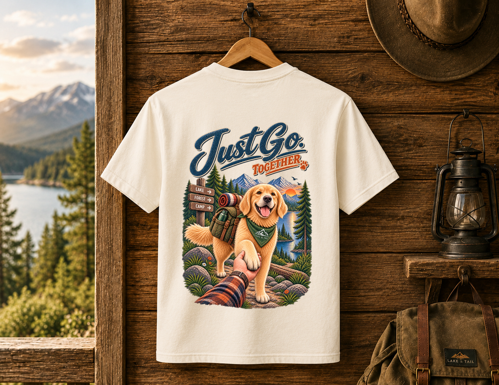 Golden Retriever T-Shirt | Just Go Together | Lake & Tail