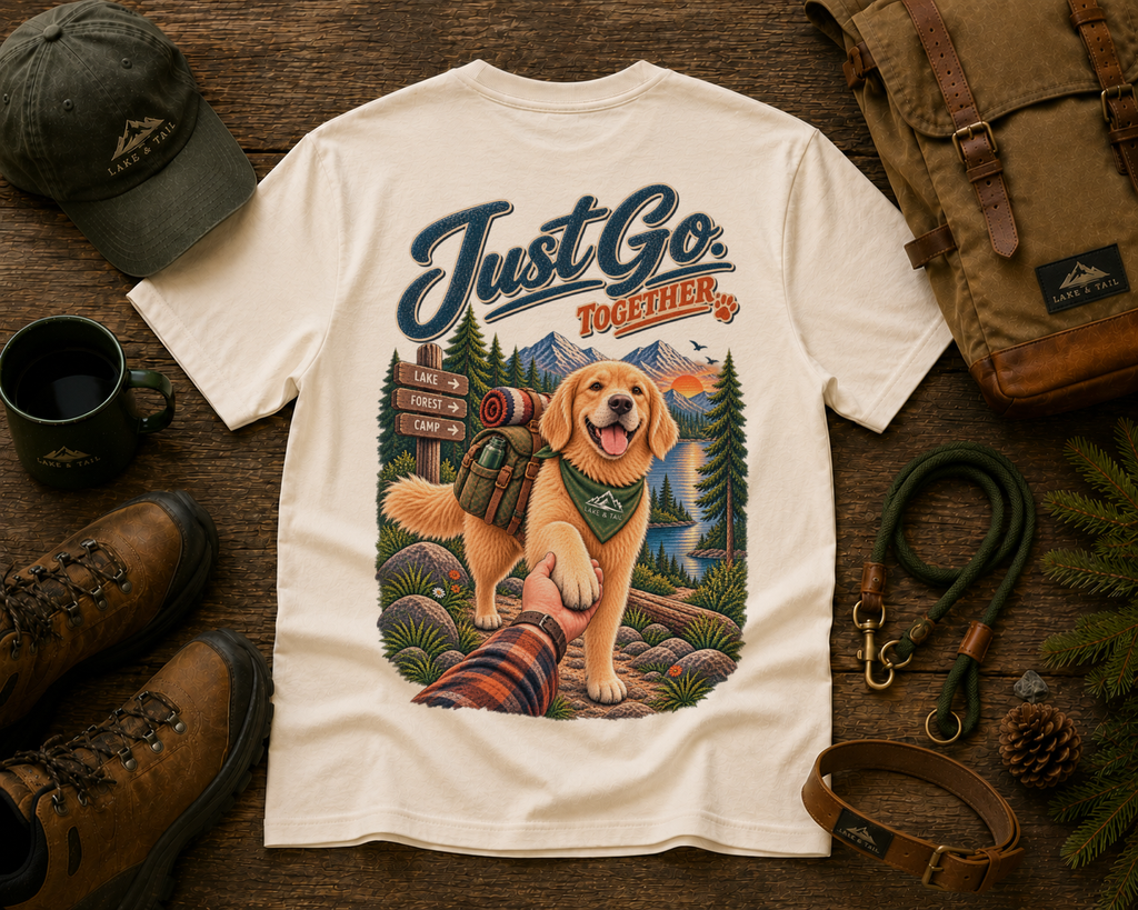 Golden Retriever T-Shirt | Just Go Together | Lake & Tail