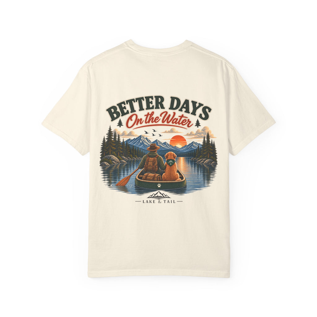 Golden Retriever Fishing T-Shirt | Better Days on the Water | Lake & Tail