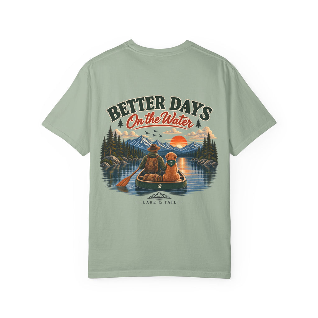 Golden Retriever Fishing T-Shirt | Better Days on the Water | Lake & Tail