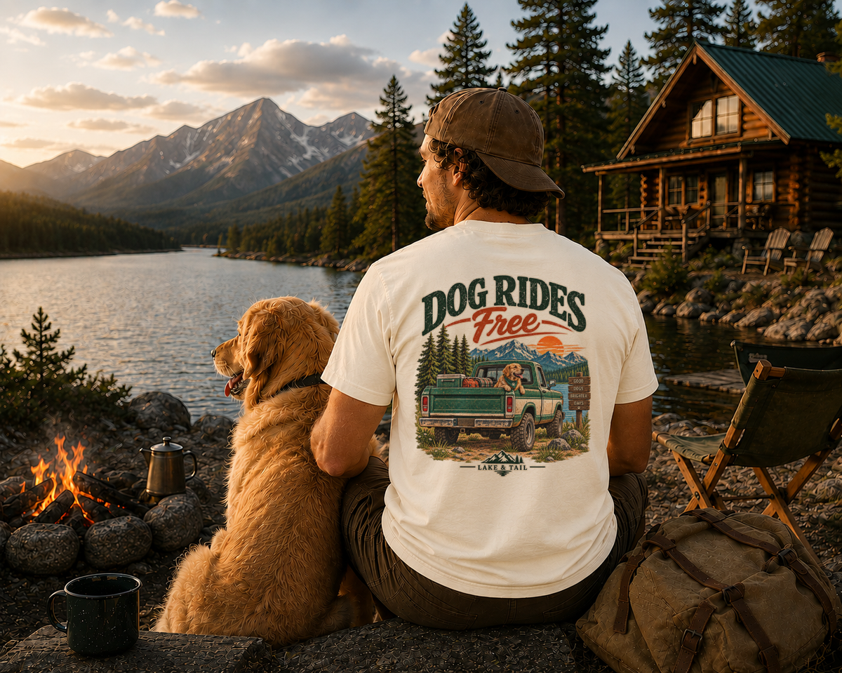 Golden Retriever Road Trip T-Shirt | Dog Rides Free
