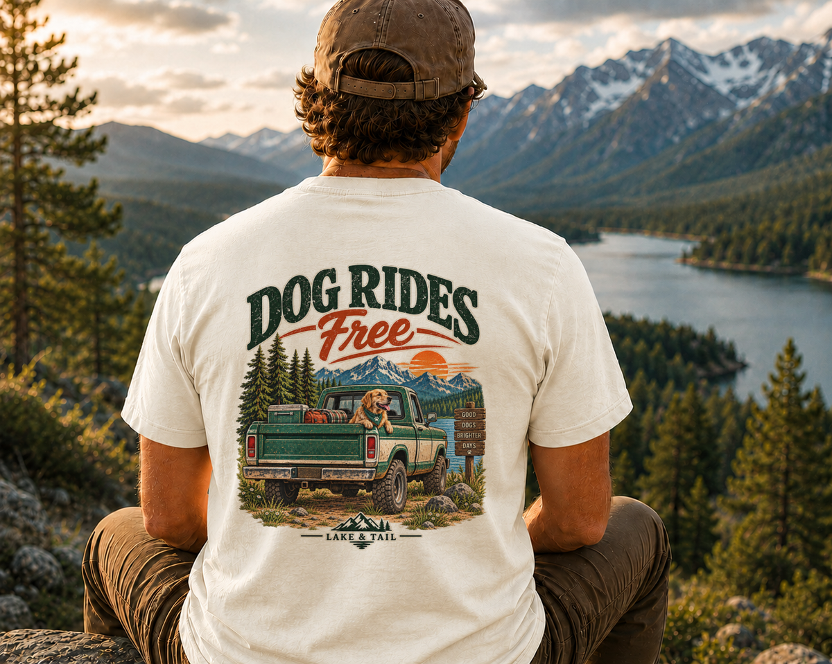 Golden Retriever Road Trip T-Shirt | Dog Rides Free