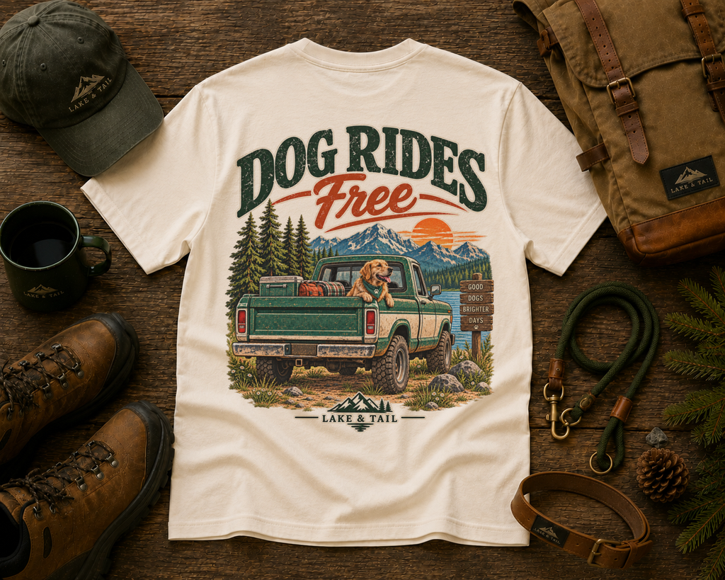 Golden Retriever Road Trip T-Shirt | Dog Rides Free