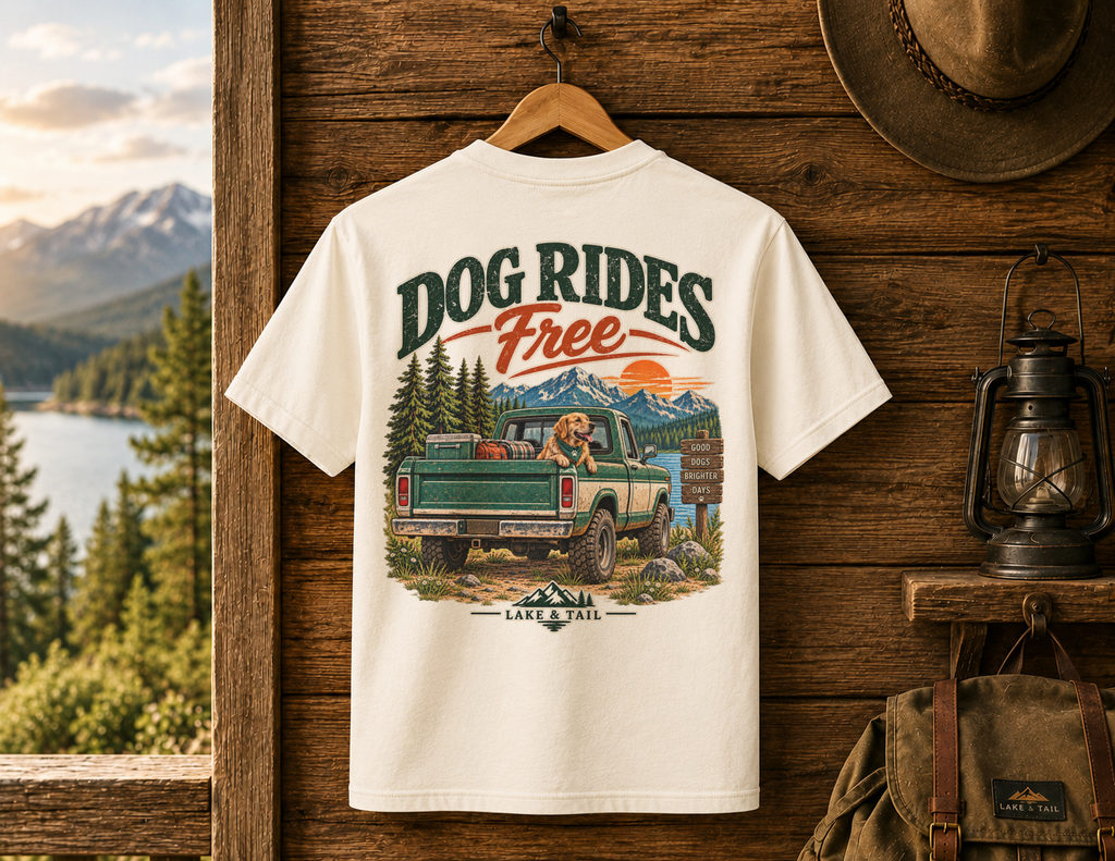 Golden Retriever Road Trip T-Shirt | Dog Rides Free