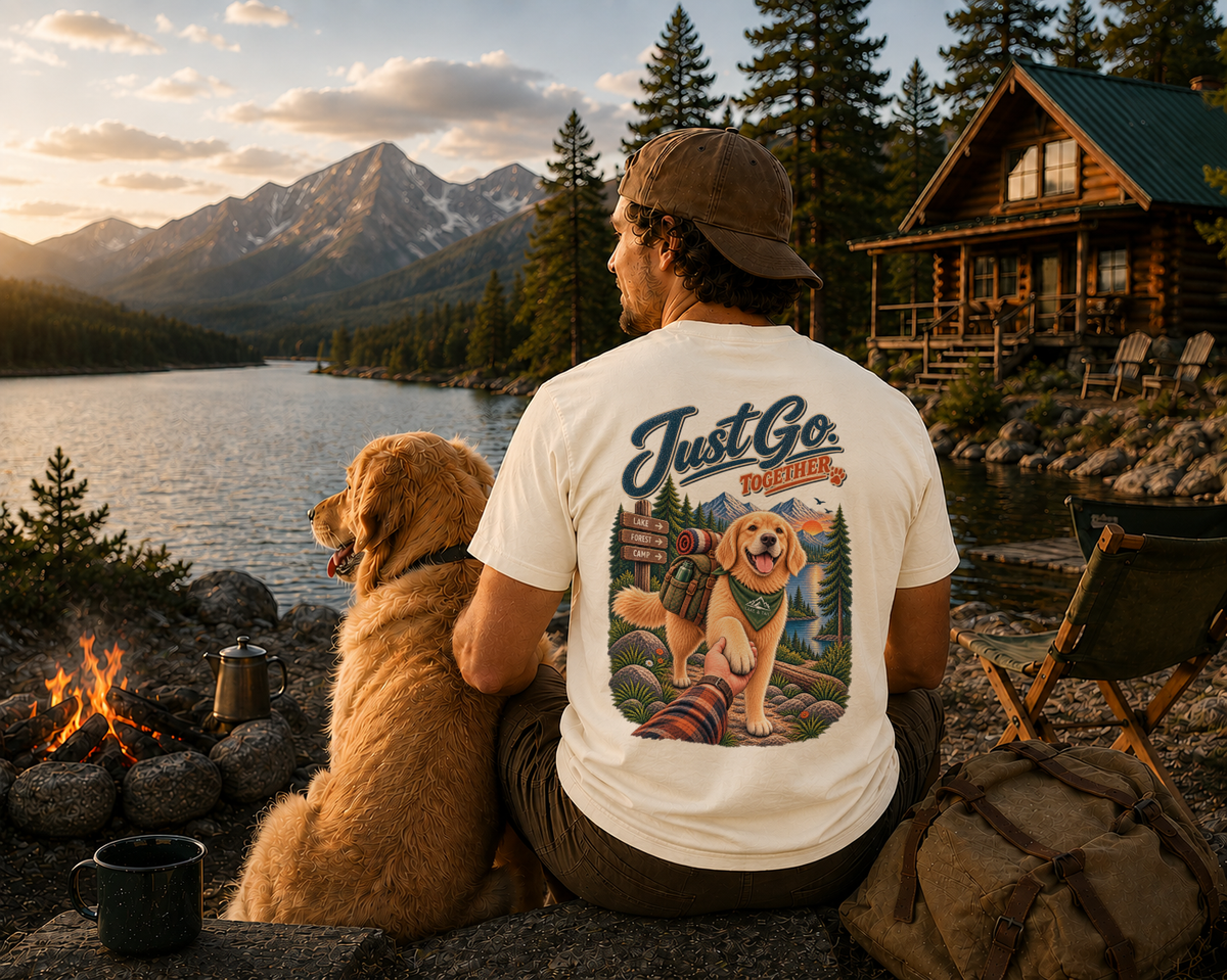 Golden Retriever T-Shirt | Just Go Together | Lake & Tail