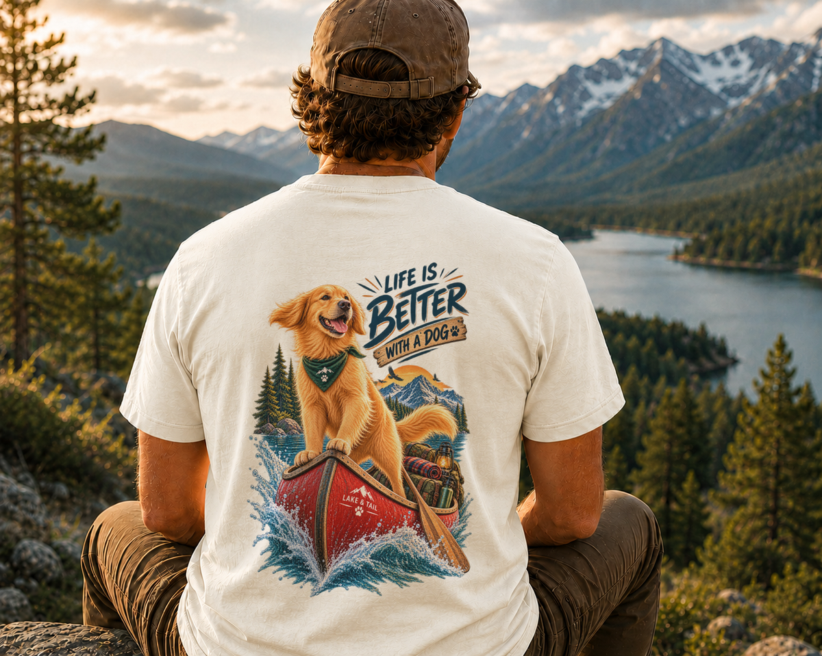 Golden Retriever T-Shirt | Life Is Better With a Dog | Lake & Tail