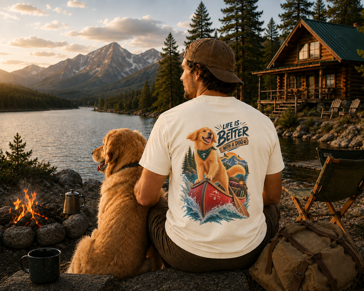 Golden Retriever T-Shirt | Life Is Better With a Dog | Lake & Tail