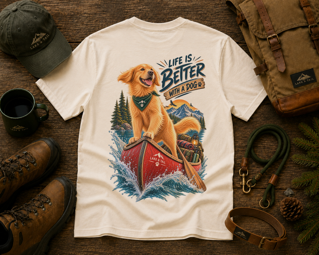 Golden Retriever T-Shirt | Life Is Better With a Dog | Lake & Tail
