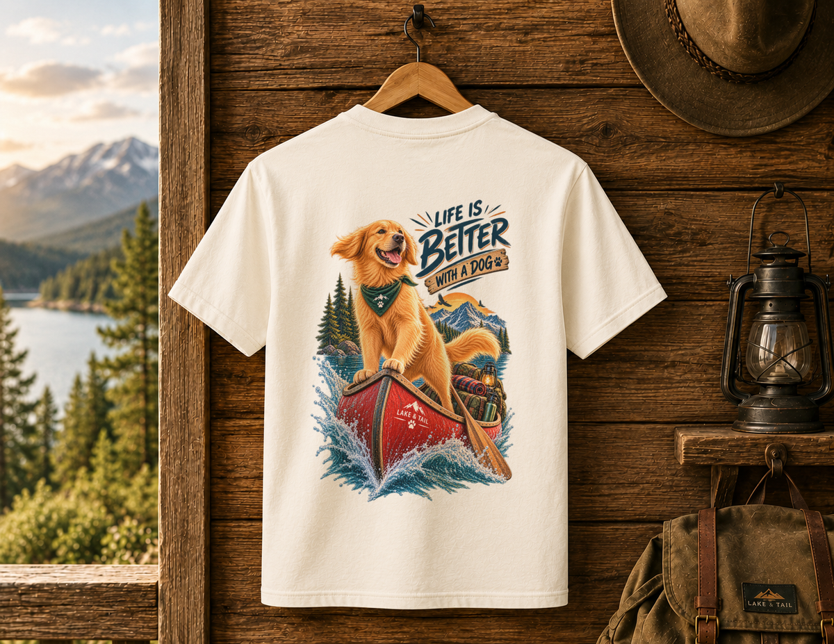 Golden Retriever T-Shirt | Life Is Better With a Dog | Lake & Tail