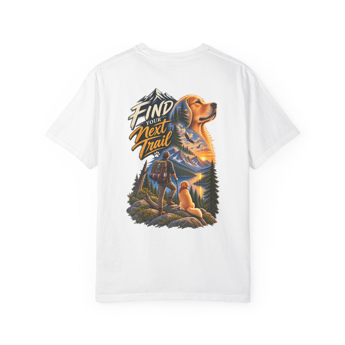 Golden Retriever Hiking T-Shirt | Find Your Next Trail | Lake & Tail
