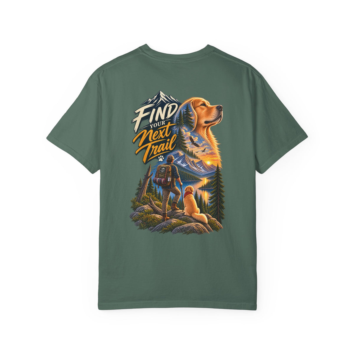 Golden Retriever Hiking T-Shirt | Find Your Next Trail | Lake & Tail