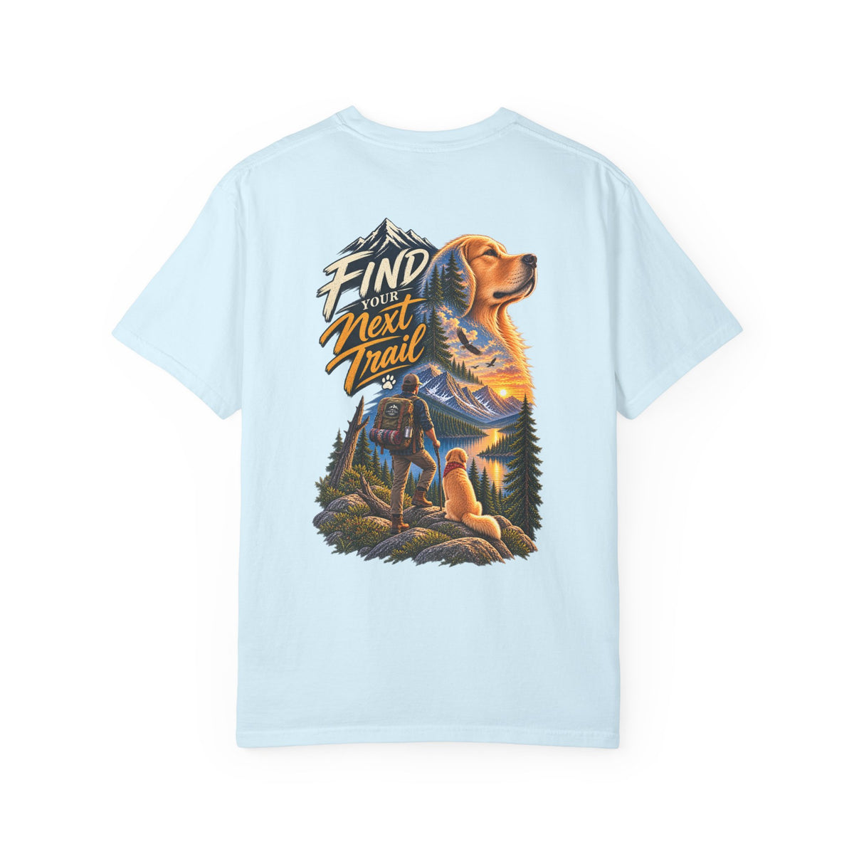 Golden Retriever Hiking T-Shirt | Find Your Next Trail | Lake & Tail