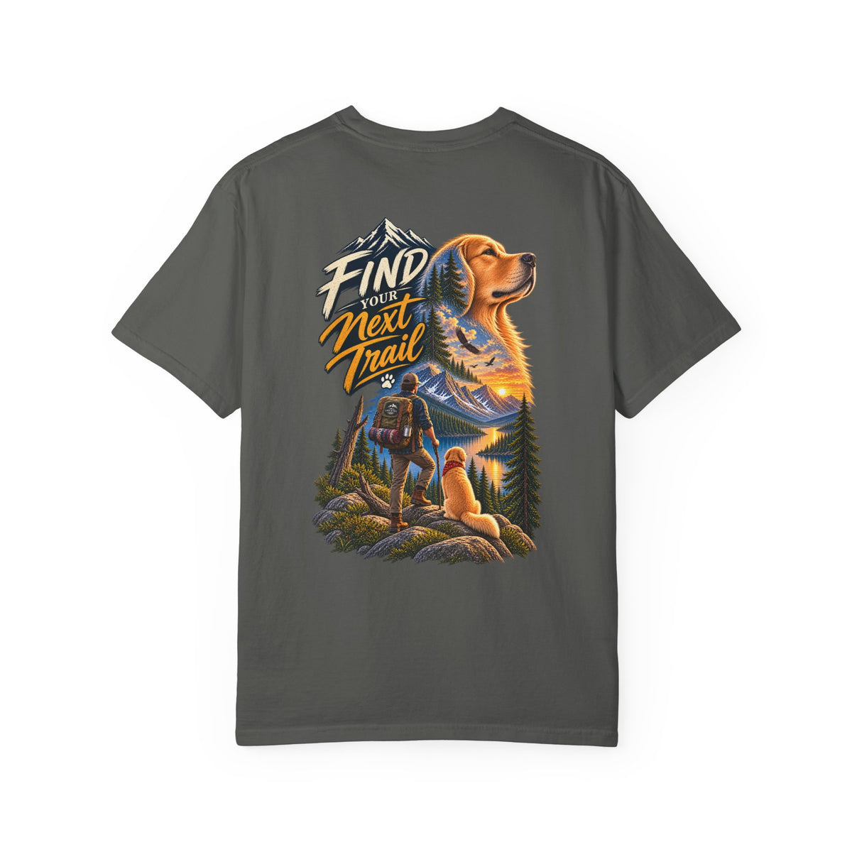 Golden Retriever Hiking T-Shirt | Find Your Next Trail | Lake & Tail