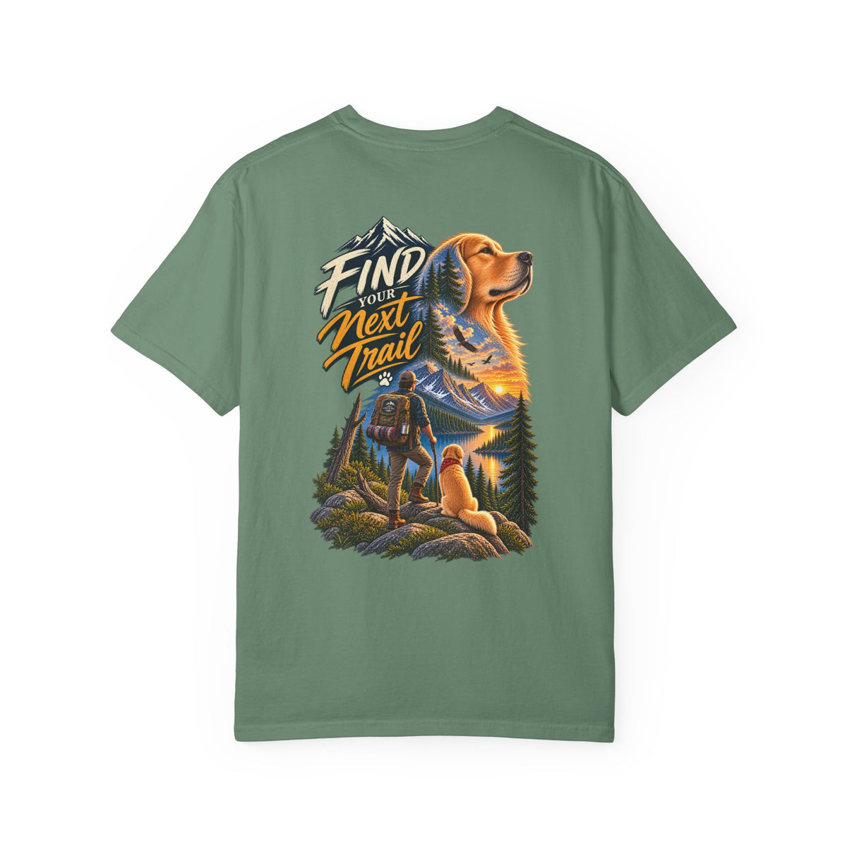 Golden Retriever Hiking T-Shirt | Find Your Next Trail | Lake & Tail
