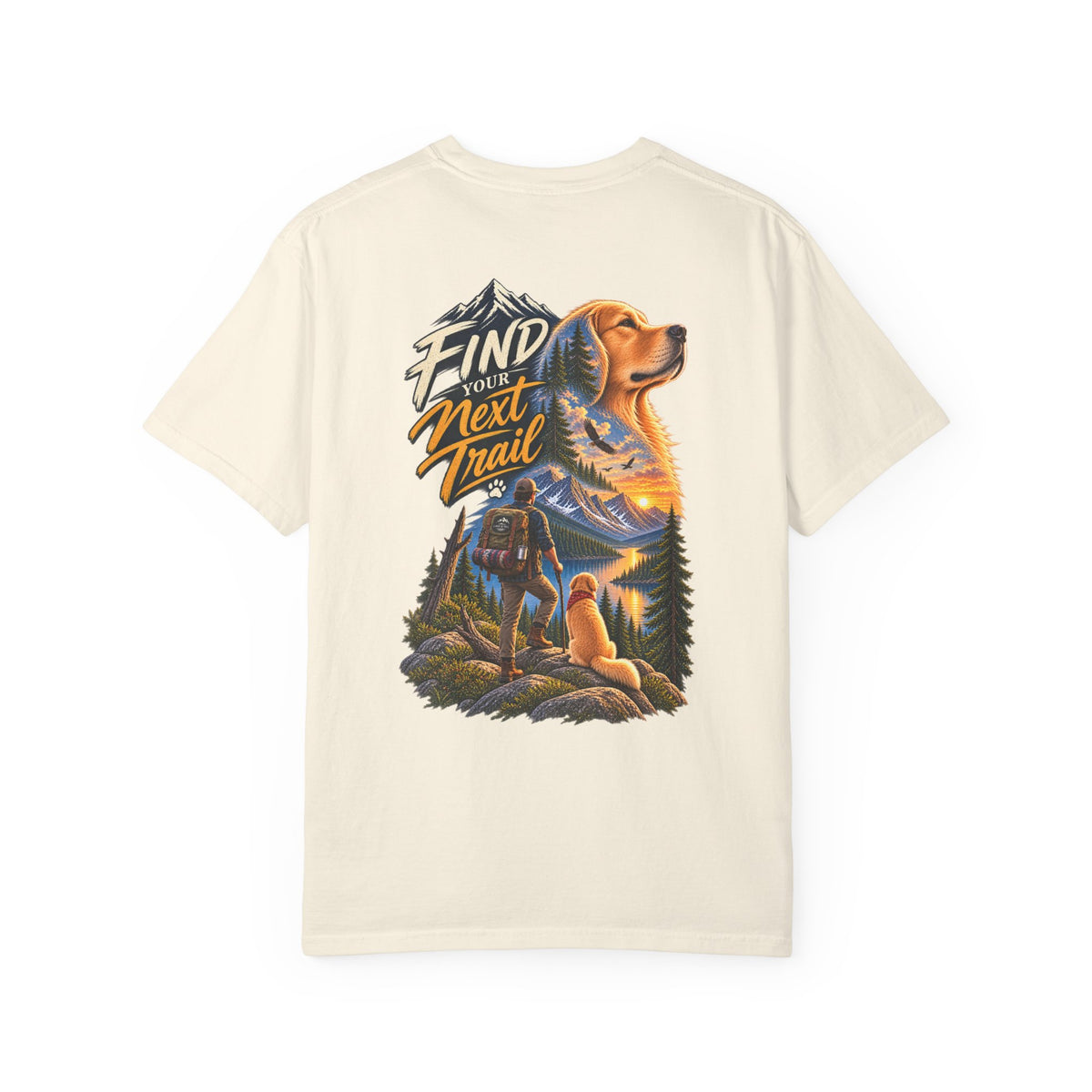 Golden Retriever Hiking T-Shirt | Find Your Next Trail | Lake & Tail