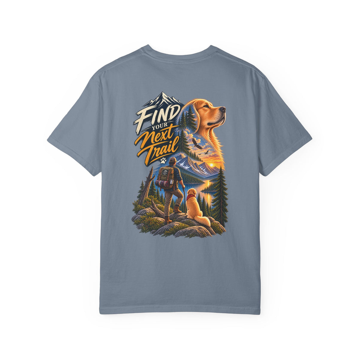 Golden Retriever Hiking T-Shirt | Find Your Next Trail | Lake & Tail