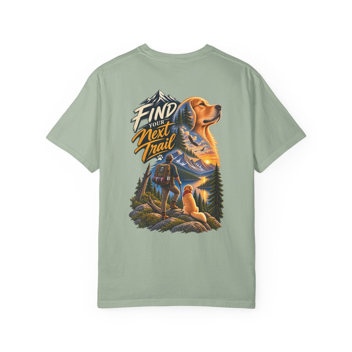 Golden Retriever Hiking T-Shirt | Find Your Next Trail | Lake & Tail
