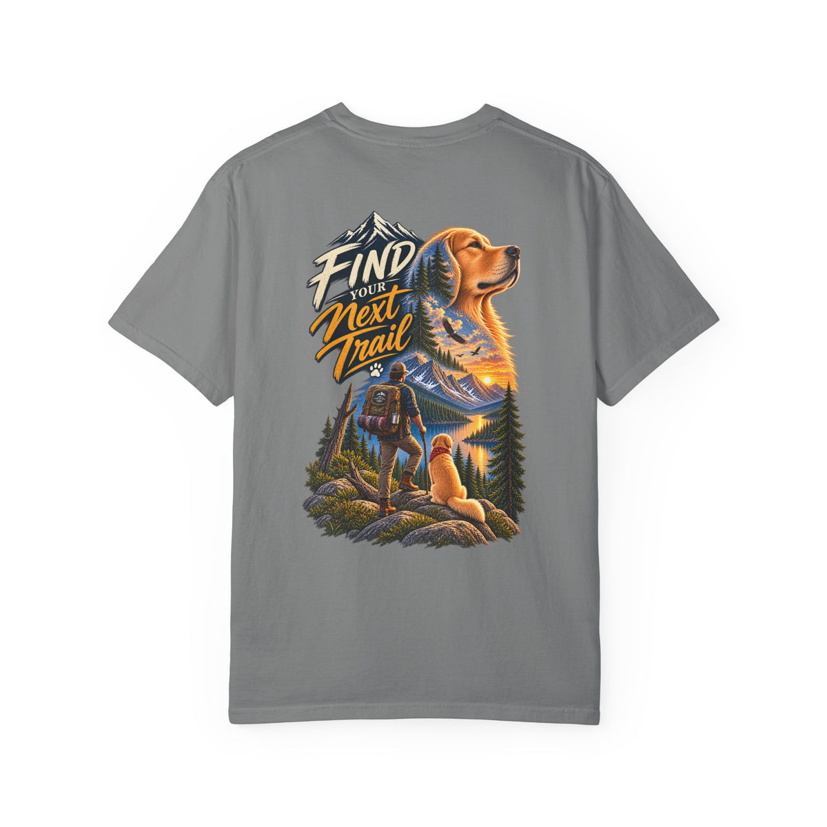 Golden Retriever Hiking T-Shirt | Find Your Next Trail | Lake & Tail