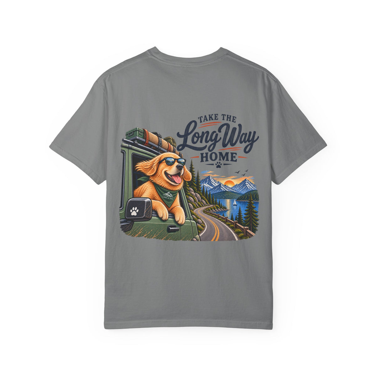 Golden Retriever Road Trip T-Shirt | Take the Long Way Home