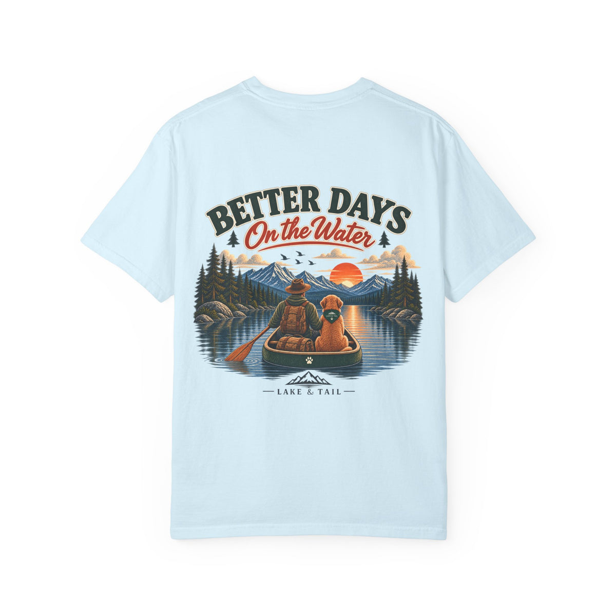 Golden Retriever Fishing T-Shirt | Better Days on the Water | Lake & Tail
