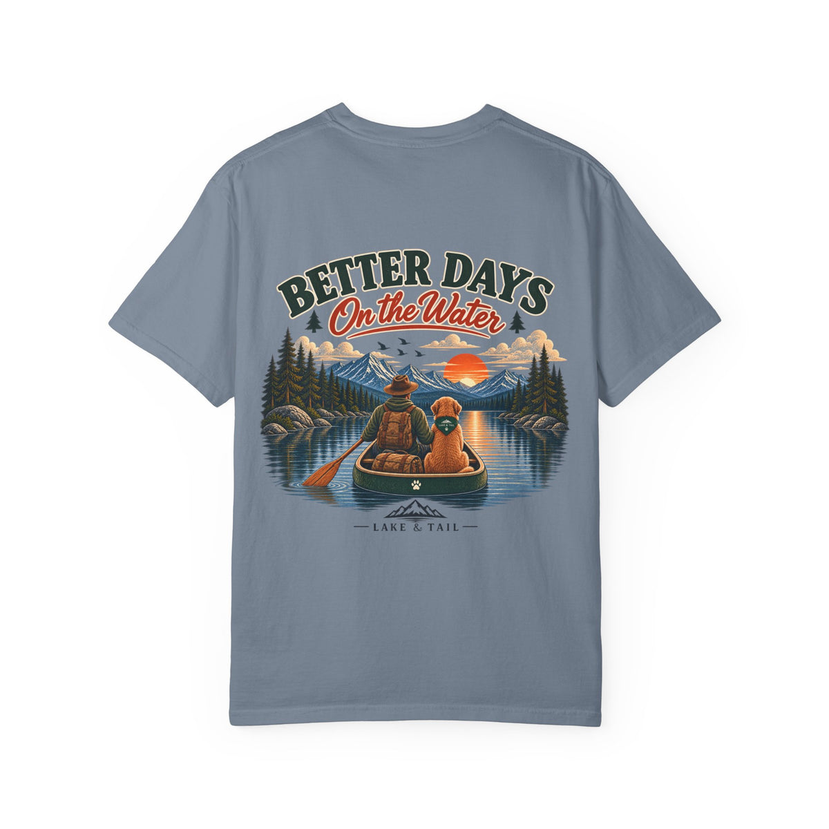 Golden Retriever Fishing T-Shirt | Better Days on the Water | Lake & Tail