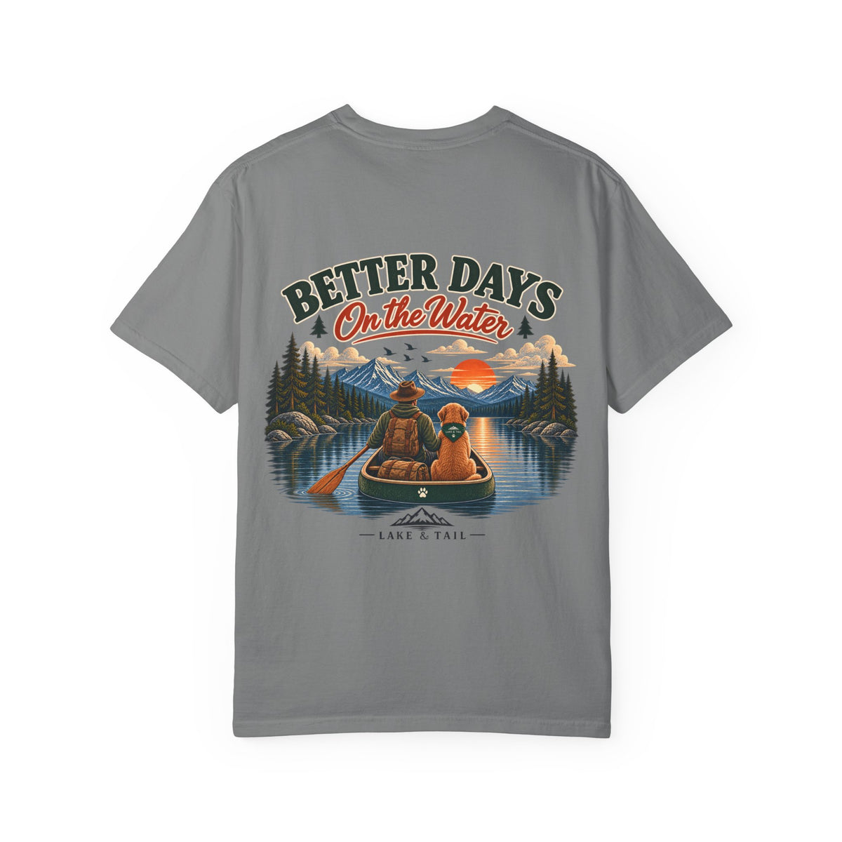 Golden Retriever Fishing T-Shirt | Better Days on the Water | Lake & Tail