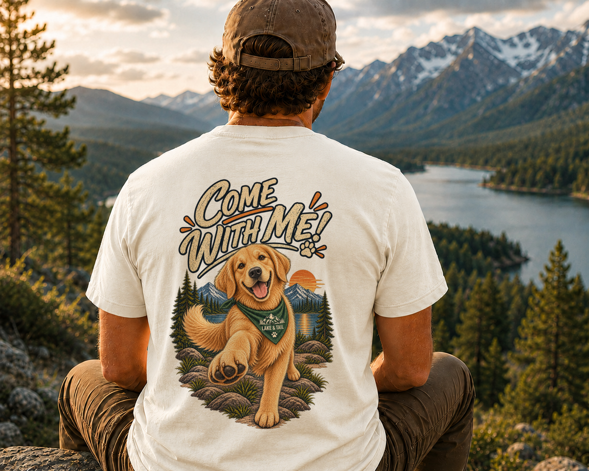 Golden Retriever T-Shirt | Come With Me | Dog Lover Outdoor Tee