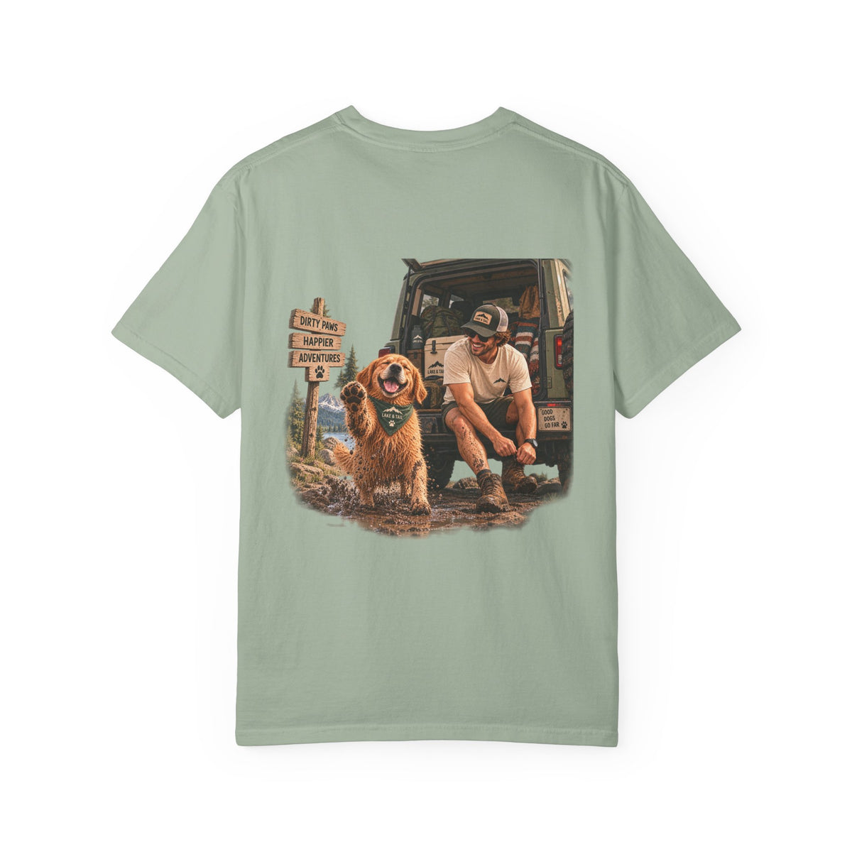 Dirty Paws, Happier Adventures | Golden Retriever Hiking T-Shirt