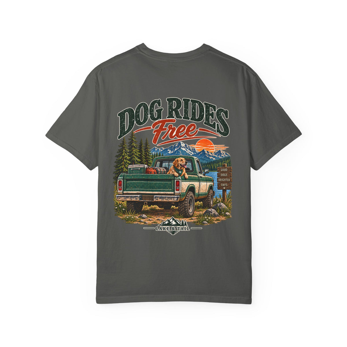 Golden Retriever Road Trip T-Shirt | Dog Rides Free