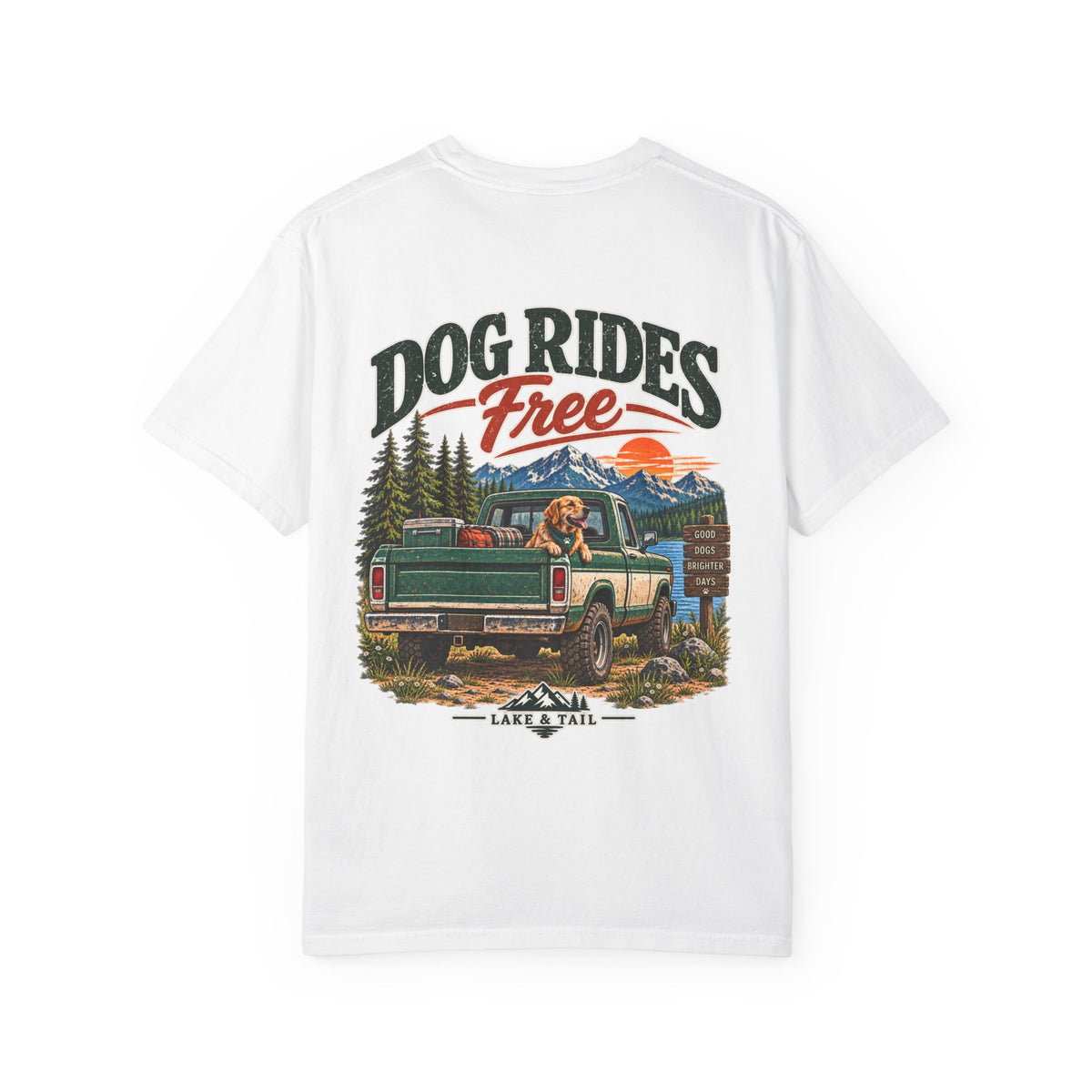 Golden Retriever Road Trip T-Shirt | Dog Rides Free