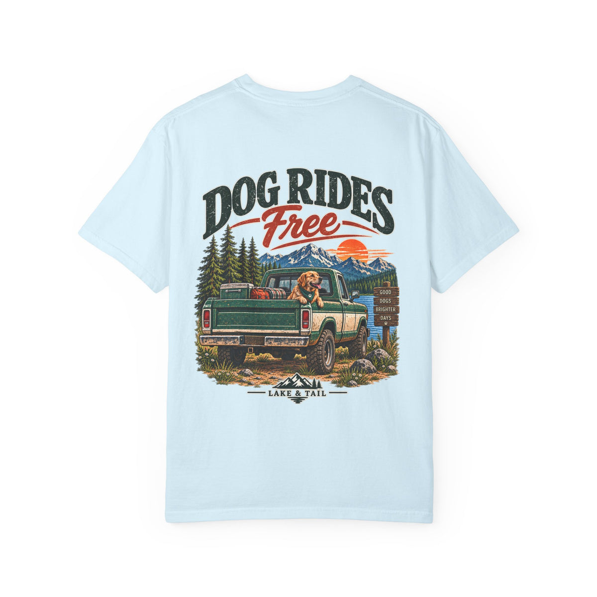 Golden Retriever Road Trip T-Shirt | Dog Rides Free