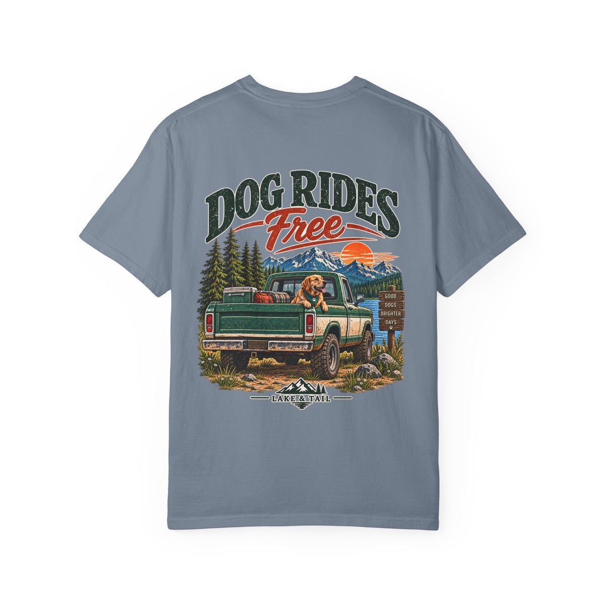 Golden Retriever Road Trip T-Shirt | Dog Rides Free