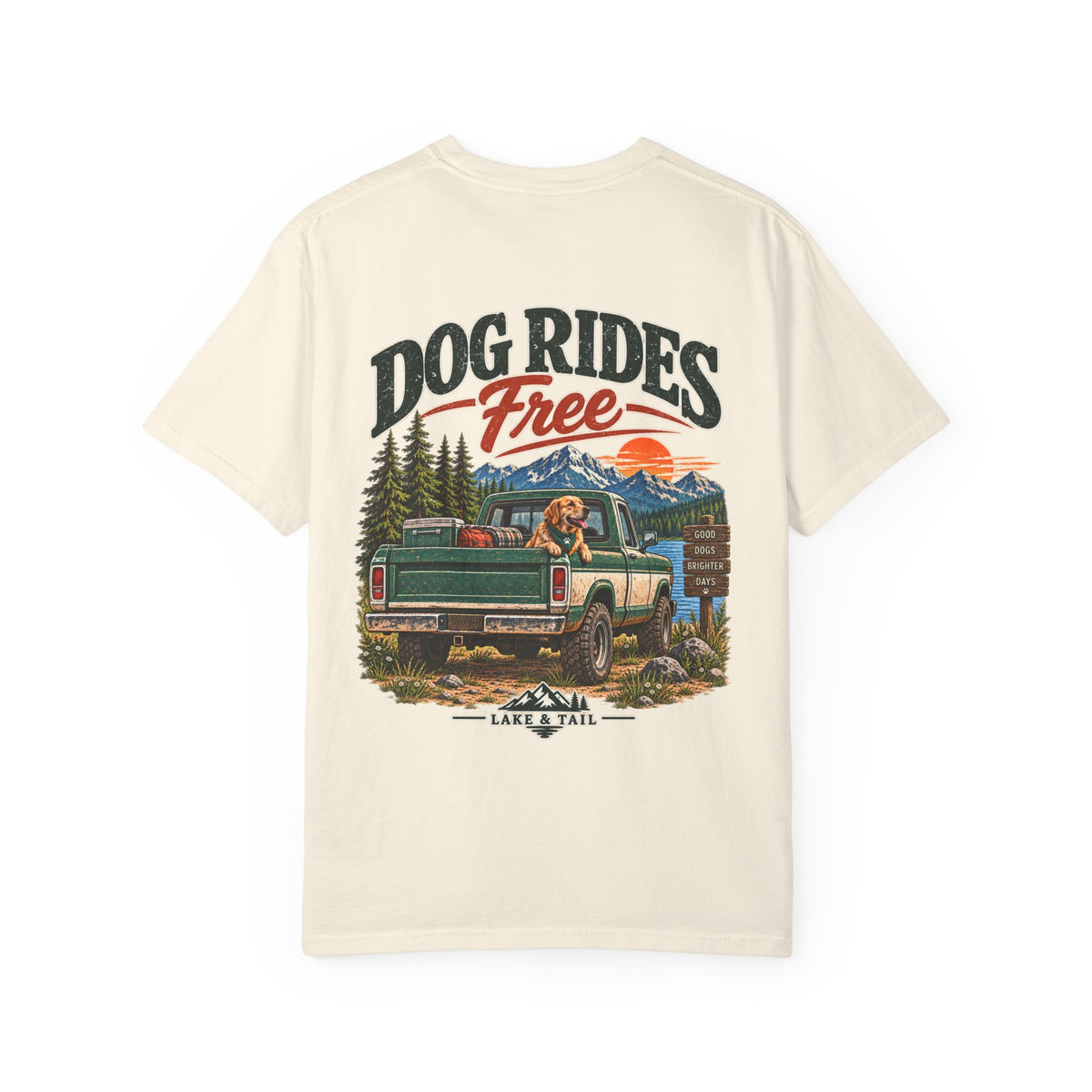 Golden Retriever Road Trip T-Shirt | Dog Rides Free