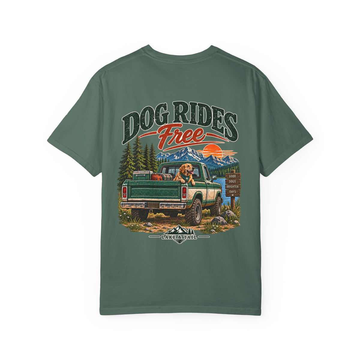 Golden Retriever Road Trip T-Shirt | Dog Rides Free