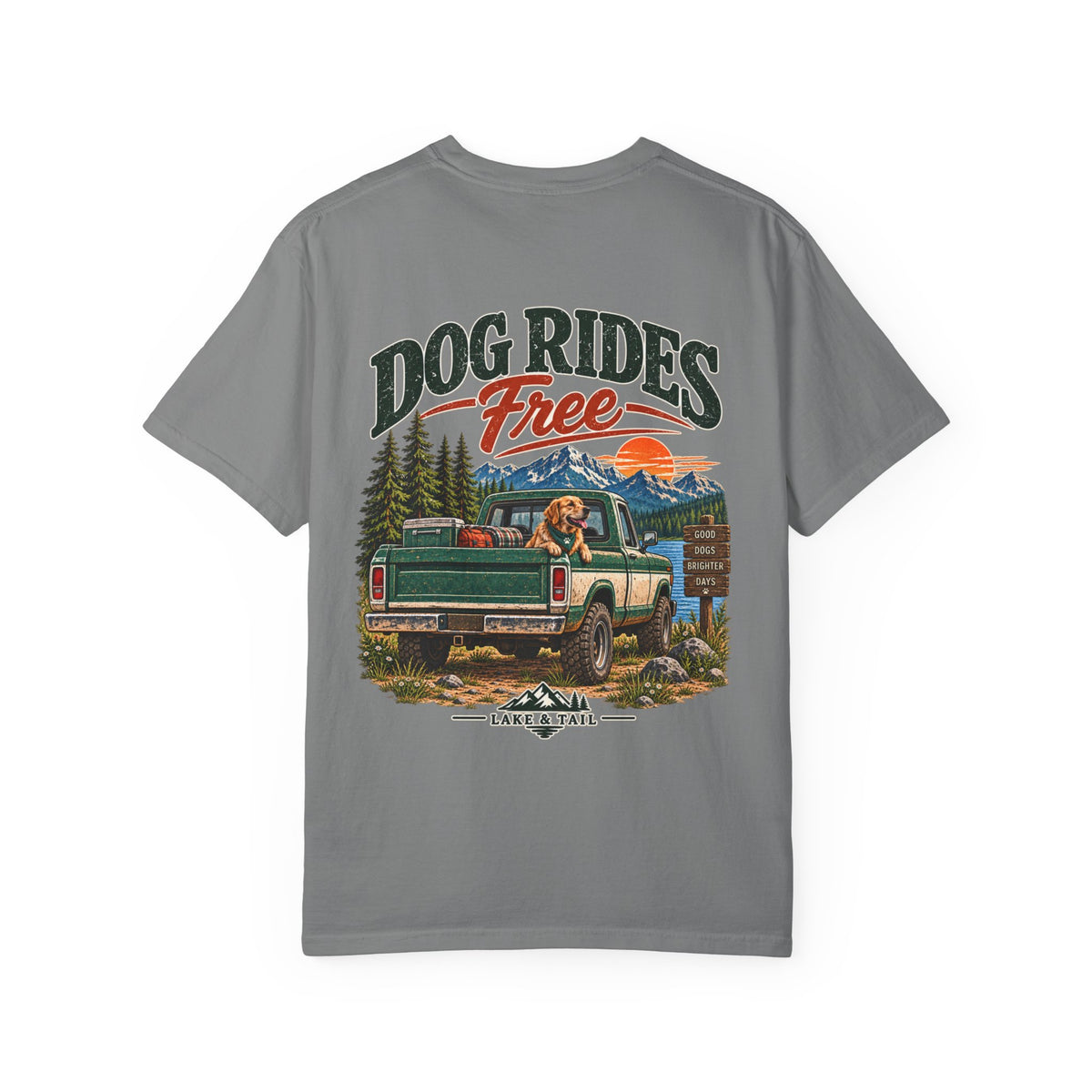 Golden Retriever Road Trip T-Shirt | Dog Rides Free