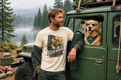 Dog Hair Don't Care T-Shirt — Funny Golden Retriever Graphic Tee for Dog Lovers