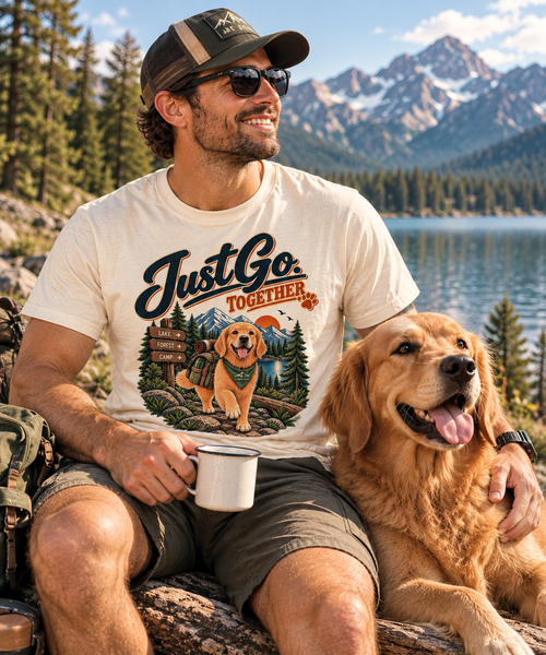 Golden Retriever Hiking T-Shirt | Just Go Together