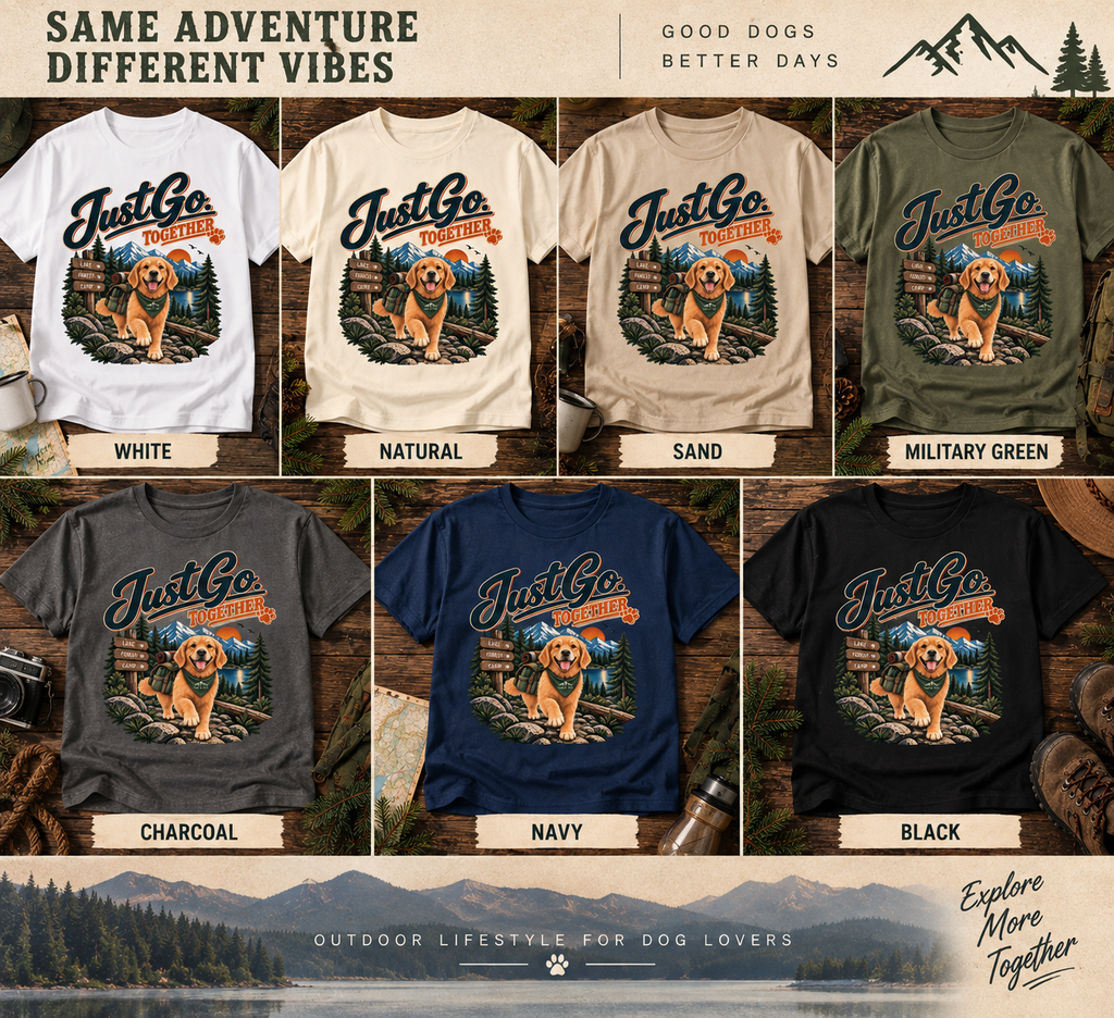 Golden Retriever Hiking T-Shirt | Just Go Together