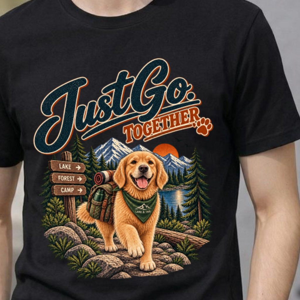 Golden Retriever Hiking T-Shirt | Just Go Together